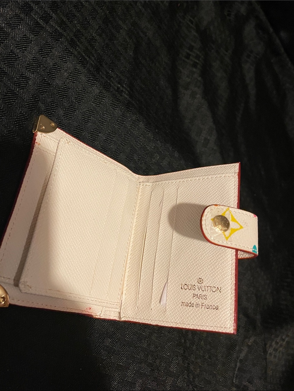 White Multicolor Monogram Compact Snap Wallet/ like new - Picture 5 of 6
